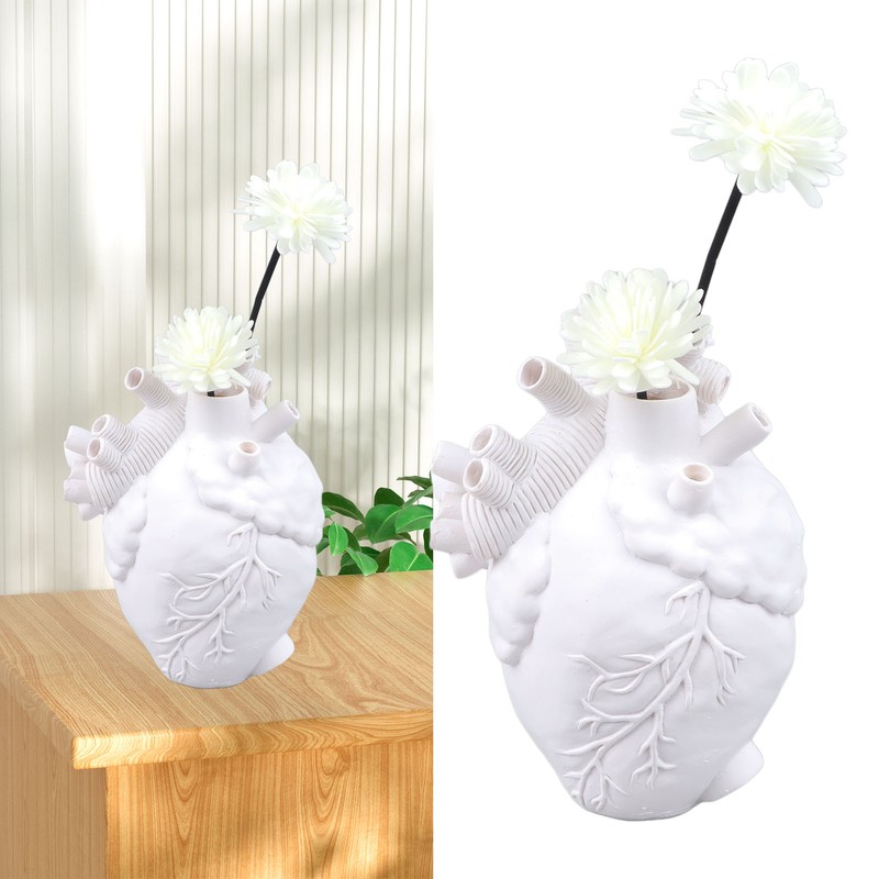 Creative Anatomical Heart Vases Resin Sculpture Heart Shaped Art Flower