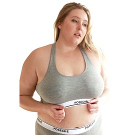 POSESHE Women's Bralettes Bras, Regular & Plus Size Ladies Everyday Bras, Sustainable Modal Seamless Bralettes, Grey,2X
