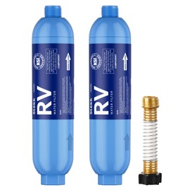 Stokk RV Water Filter 2 Pack with 1 Flexible Hose Protector, Greatly Reduces Bad Taste, Chlorine, Odor, Rust and Sediment in Drinking Water, Garden and Camper Marines