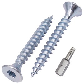 SKIR'CO (50 pcs) Zinc Plated Steel Wood Screws 5.0 x 40 mm, Torx Head, Countersunk Head, Chipboard Screws, Fully Threaded