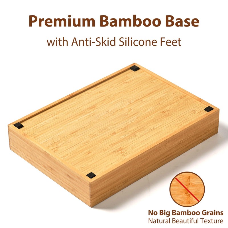 Umilife Bamboo Kitchen Drawer Organizer, 11 Inch Silverware Utensils Tray