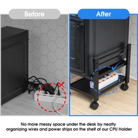 J JACKCUBE DESIGN 2 Tier Computer Tower Stand for Desktop CPU, Gaming PC Holder, Mobile Rolling Cart for Under Desk with Caster Wheels, Office Desk Accessories- MK712A