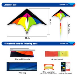3-Piece Set Delta Kite for Easy to Fly Large Kite for Kids and Adults - Perfect Family Outdoor Toy, Beach Fun for Family Activities (Petal Yellow, 1)