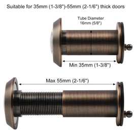Earl Diamond - Peep Holes for Door, Solid Brass 200-Degree Door Viewer Peephole with Heavy Duty Rotating Privacy Cover for 1-3/8" to 2-1/6" Doors for Home Office Hotel, Oil Rubbed Bronze
