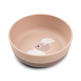Done by Deer Foodie Bowl Happy Clouds Pink, Diameter 12.5 x Height 4.5 cm, Baby Bowl with Practical Non-Slip Base, Plastic Bowl Made of 100% Food Grade PP with Non-Slip TPE