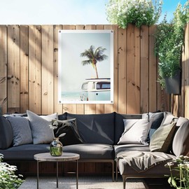 REINDERS Garden Decoration, Summer Feelings, Garden, Beach, Palm Tree, Pictures, Wall Decoration, Room Decor, Canvas, Blue, 60 x 80 cm