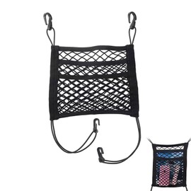 JINJUMEI 3-Layer Car Mesh Bag, Net for Car Indoor Car Seat Storage Net Mesh Bag for Backrest Car Seat Net for Back Seat, Children & Pets, Luggage Holder and More