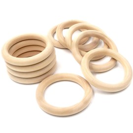 4 Inch Width Wooden Rings 10PCS for Macrame, Jewelry Making, and DIY Crafts, Unfinished Smooth Wood Rings, 2/5 Inch Diameter
