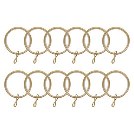 TWOPAGES 12 Pack Gold Curtain Rings with Eyelets, 1.5" Ring for Curtain Pin Hooks