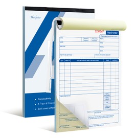 Harfesto Repair Order Book, 2 Part Carbonless Job Work Order Forms - White/Yellow, 5-7/10 x 8-1/4 Inches, Invoice Receipt Book for Small Business, Consecutively Numbered, 100 Sets (2 Packs)