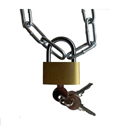 Steel Chain with Padlock | Includes 3 x Keys | Choose Length Between 25 cm to 250 cm | 25 mm Lock + 2 x 22 x 8 mm Galvanised Chain (200 cm)