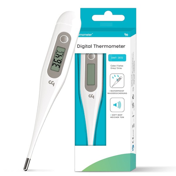 Femometer Oral Thermometers, Digital Thermometer Adults Kids Babies, Accurate Switchable Body Temperature Thermometer (Gray)