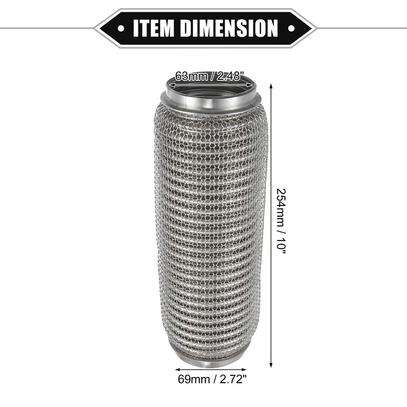 X AUTOHAUX Car Exhaust Flexible Pipe, 63x254mm 2.48"x10" Exhaust Flex