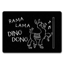 speecheese Rama Lama Ding Dong Alpaca Doormat in 35 x 50 cm without Edge Door Mat for Visiting Laughter Funny Alpaca Design Christmas Tree