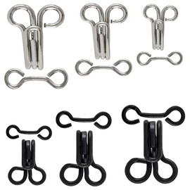 25 Set Metal Hooks & Eyes Closure Sewing Black and Nickel Heavy Duty for Clothing, Skirt, Pants Closures
