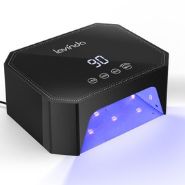 Lavinda 54W UV LED Nail Lamp – Plug-in Gel Nail Light with LCD Display, 4 Timers, Auto Sensor, Dual Wavelength, Nail Dryer for Home & Salon – Black