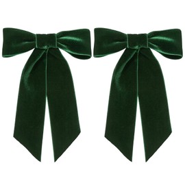 2PCS Green Velvet Hair Bows Hair Clips 5" Big Fall Alligator Clips Hair Accessories for Women Girls Toddlers Kids