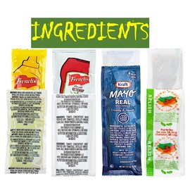 Grab-n-Go Condiment Packs - 50 Single Serve Pouches of Each: Ketchup, Mustard, Mayonnaise, and Relish - Great for, Boxed Lunch, BBQ, Travel, Picnic and Parties (200 Condiment Packets Total)