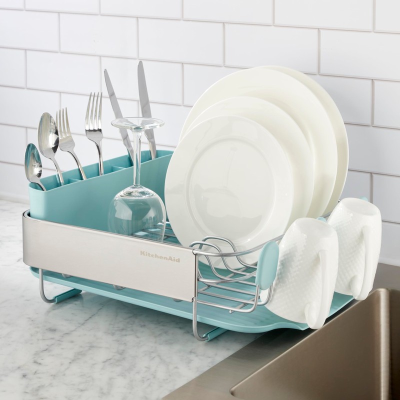 KitchenAid Compact Space Saving Rust Resistant Dish Rack with Removable
