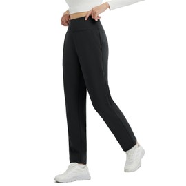 beleaf Women's Travel Pants Fleece Lined High Waisted Golf Pants Winter Warm Thermal Water Resistant Athletic Work Casual Black XL