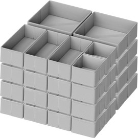 Criusia Drawer Organizer Clothes, 24 Pack Dresser Organizer for Baby Clothes, Underwear, Sock- Foldable Closet Organization and Storage Dividers Bins for Nursery, Bedroom and Dorm (Grey)