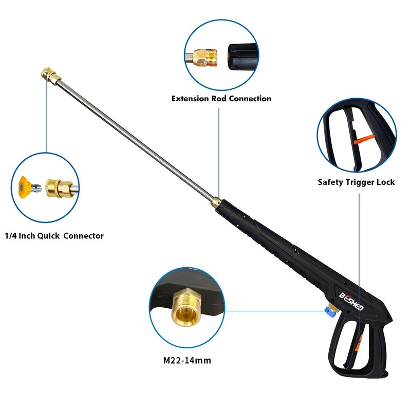 BESHED Durable Pressure Washer Gun Kit, Power Washer Gun with