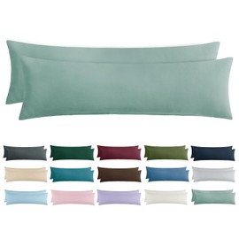 Aisbo Cushion Cover 40 x 145 cm, Set of 2 - Side Sleeper Pillow Cover 40 x 145 cm Sage Green with Zip Made of Microfibre Soft, Pillowcase 145 x 40 cm for Side Sleeper Pillow