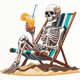 CafePress Tropical Beach Summerween Skeleton Standard Size Playing Cards