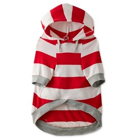 Pet Passion 100% Organic Cotton Rocky - The Comfy Dog Hoodie Pet Coat for Small, Medium and Large Dogs, Red Bold Stripe, XX-Small