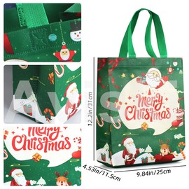 4PCS Christmas Gift Bags,Christmas Tote Bags with Handles, Christmas Treat Bags, Multifunctional Non-Woven Christmas Bags for Gifts Wrapping Shopping, Xmas Party Supplies, 31×25×11.5cm