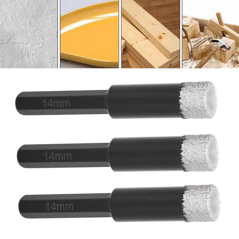 3Pcs Vaccum Brazed Diamonds Dry Tile Drill Bits Marble Granite