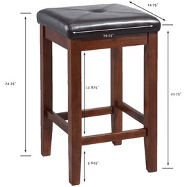 Crosley Furniture Upholstered Square Seat Bar Stool (Set of 2), 24-inch, Vintage Mahogany