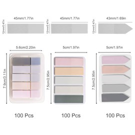 300 Pcs Sticky Tabs, Transparent Sticky Notes Flags Pastel Book Tabs Writable Annotation Tabs Morandi Page Markers Clear Index Tabs Translucent Index Stickers for Book Notes Bookmarks File Folders