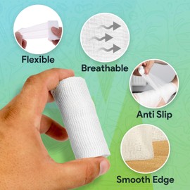 Premium Stretch Gauze Rolls 12 Pack - 2" x 4.1 Yards Non Sterile Rolled Gauze - Lint and Latex Free, Anti Slip, Absorbent - First Aid, Wound Care, Medical Gauze Wrap