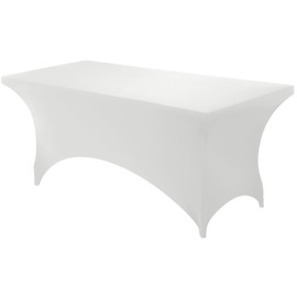 Utopia Kitchen Spandex Tablecloth 1 Pack [6FT, White] 200 GSM Tight, Fitted, Washable and Wrinkle Resistant Stretch Rectangular Patio Table Cover for Event, Wedding & Banquet [72Lx30Wx30H Inch]