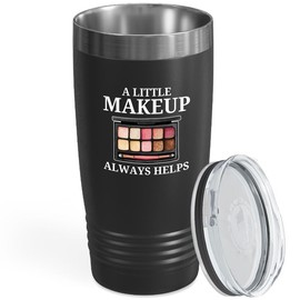Flairy Land Makeup Artist Tumbler 20oz Black -A Little Makeup Always Help - Model Beautician Hairdresser Makeup Enthusiast Actresses Esthetician MUA
