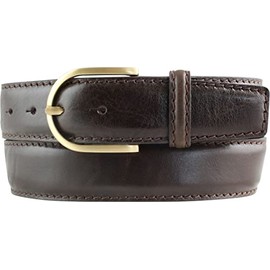 BELTINGER Women's Belt Made of Full Cowhide Leather with Stitching 4 cm Jeans Belt for Women 40 mm Cambered Leather Belt with Golden Belt Buckle, Brown, Gold