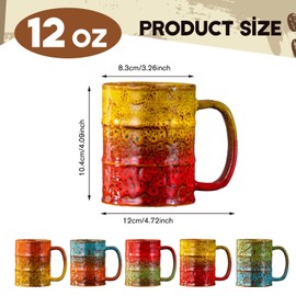 LGQ Coffee Mugs Set of 4,12 Oz Coffee Cups Ceramic, Perfect for Office Family Gatherings - Dishwasher and Microwave Safe (4, Yellow and Red)