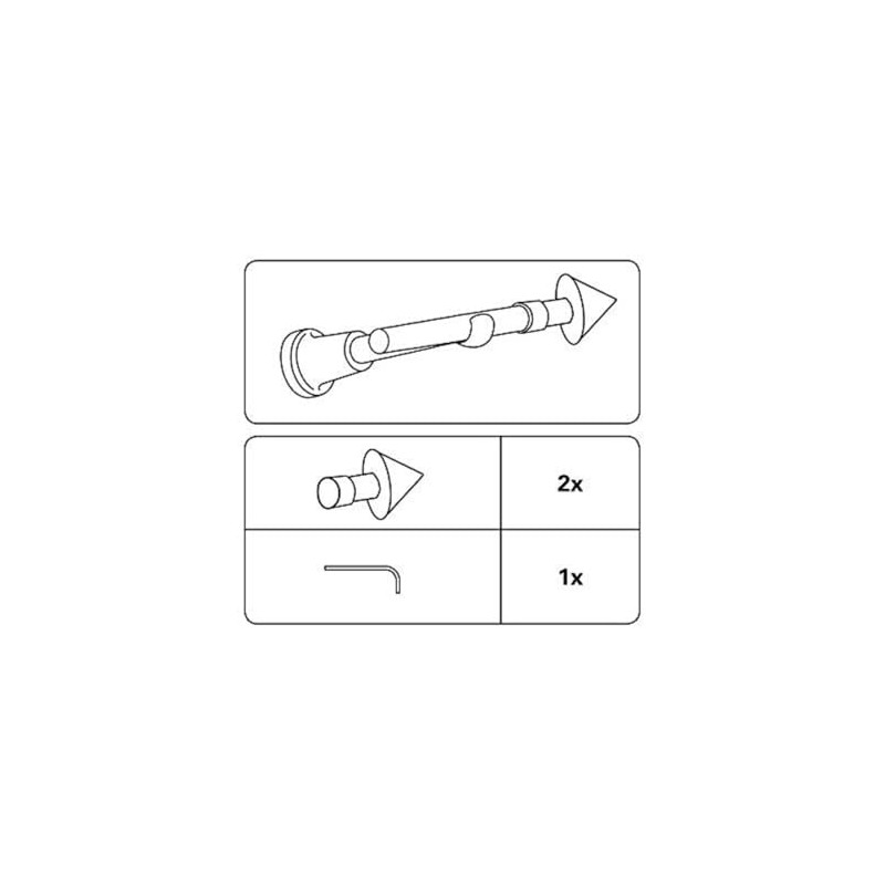 Gardinia Tip 2 x End Piece Metal Stainless Steel Look