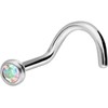 PIERCINGLINE Titanium Nose Piercing Spiral 2 mm Crystal Nostril Piercing