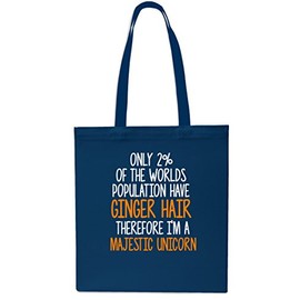 Only 2% of The Worlds Population Have Ginger Hair, Majestic Unicorn Tote Shopping Gym Beach Bag 42cm x38cm, 10 litrest-Small-Navy
