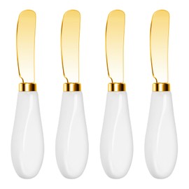 Mlurcu Butter Spreader Knives Set of 4, Stainless Steel Butter Knife with Porcelain Handles, Blunt Edge Cheese Spreader Set for Soft Cheese, Butter, Jam, Charcuterie, Pastry