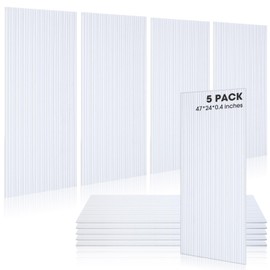 Woanger 5 Pack Large Acoustic Panels, 47 x 24 Inch Sound Dampening Self-adhesive Noise Absorbing Acoustical Wall Sound Proofing Panels for Home Studio Office Game Room(White)