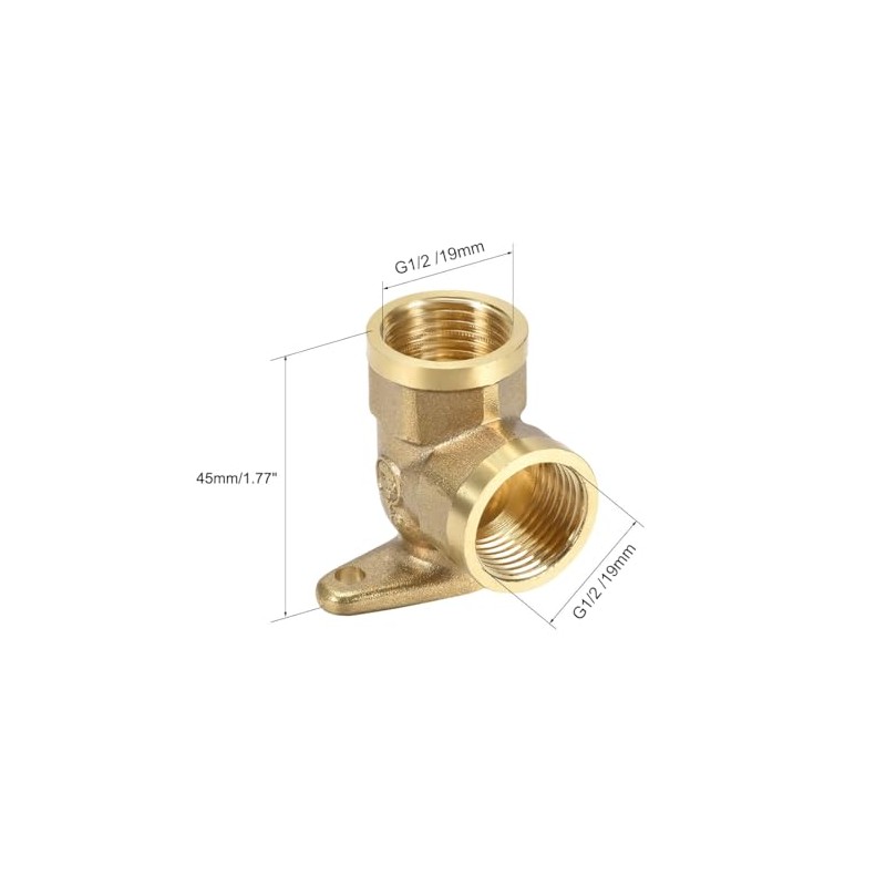 sourcing map Brass Pipe Fitting 90 Degree Drop Ear Elbow