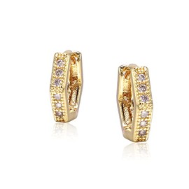 Krstudent 18K Gold Plated Hoop Earrings for Women｜Small Lightweight Hypoallergenic Cartilage Huggie Women's Earrings, 金属, 碳硅石