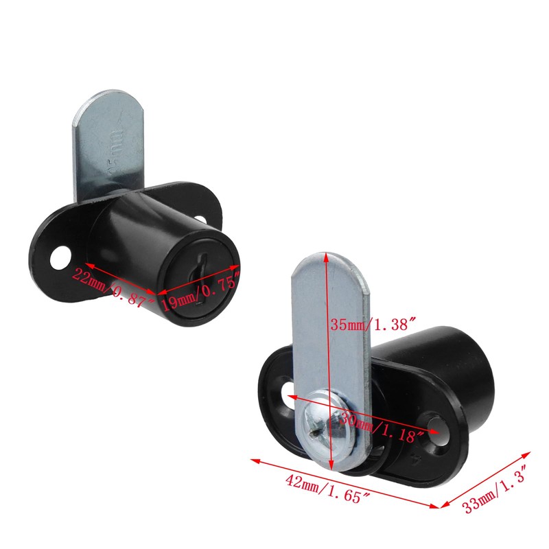 Mewutal 2pcs Cabinet Lock with Keys 7/8" Cylinder Cam Locks