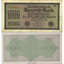 Banknote German Empire Rosenbg: 75g, watermark Mäander, Red Kontrollnummer used (III) 1922 1.000 Mark (money for collectors - no means of payment)