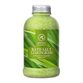 Bath Salts w/Natural Essential Lemongrass Oil 600g - Sea Salt Bath for Good Sleep - Bathing - Body Care - Wellness - Beauty - Relaxation - Aromatherapy - Spa - Bath Supplement
