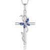 YL Blue Tanzanite Cross Butterfly Twisted Flower Necklace for Women,