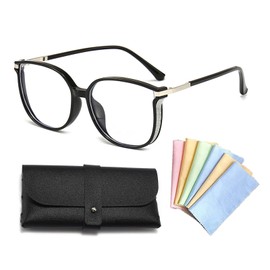 Tiliraiy Beautyfeii Reading Glasses - Bf Bling Bifocal Reading Glasses Women's Fashion Large Frame Round Sparkly Anti-Blue Light (Black, 2.5)